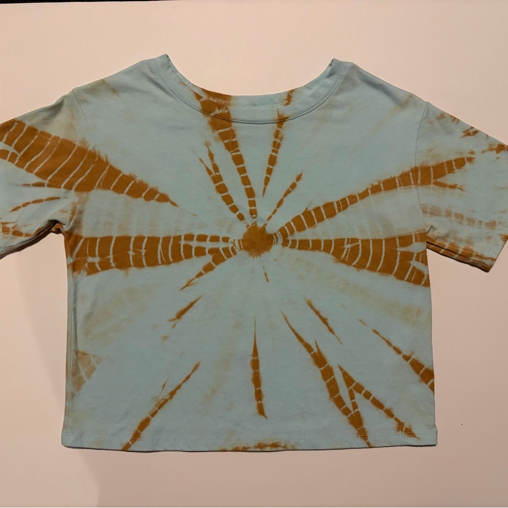 Kohl's Blue and Brown Tie-Dye Crop Top